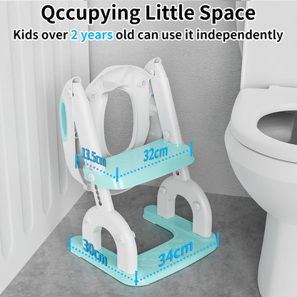 KYYOKE Toilettentrainer mit Treppe, 2-in-1 Kindertoilettensitz, blau