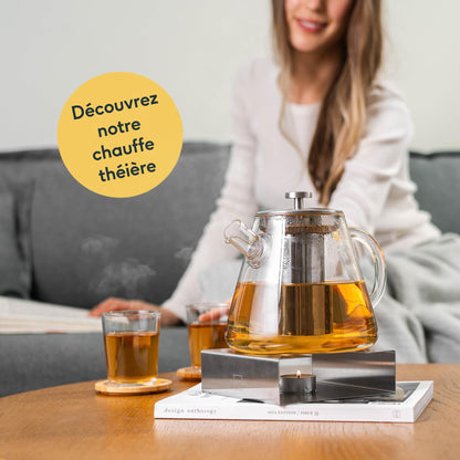SILBERTHAL Teekanne mit Stövchen Set, Glas, 1,5 Liter und Teesieb
