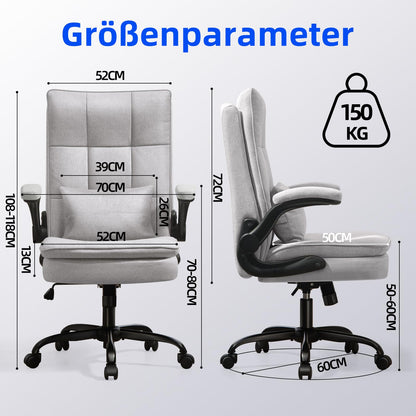 Asukale Ergonomischer Schreibtischstuhl mit hoher Rückenlehne Grau