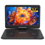 POFOTO Tragbarer DVD-Player mit 15,6 Zoll HD-Drehdisplay, Schwarz, um 270 Grad schwenkbarer Bildschirm