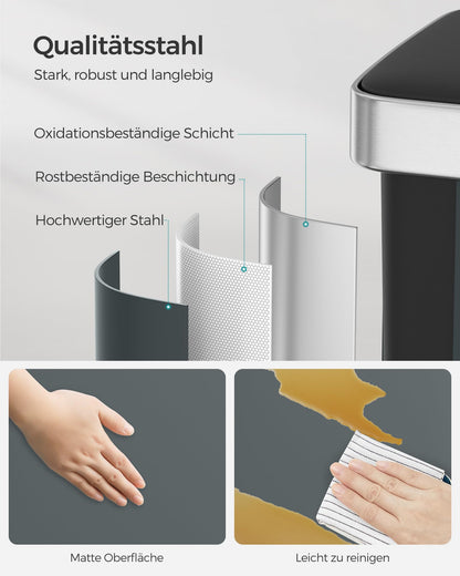 SONGMICS Mülleimer Küche 2 x 30 L, Edelstahl, Softclose, grüngrau