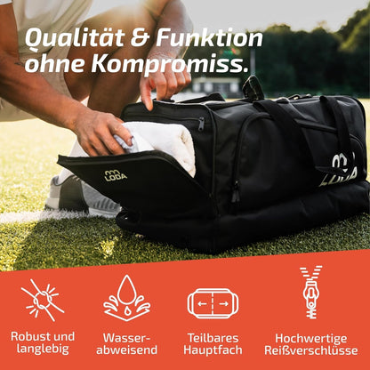 LODA Team Sporttasche 68L mit Schuhfach, Nassfach & Rucksackfunktion