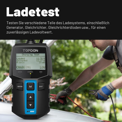TOPDON BT100 Autobatterietester 12V für Kfz, 100-2000 CCA