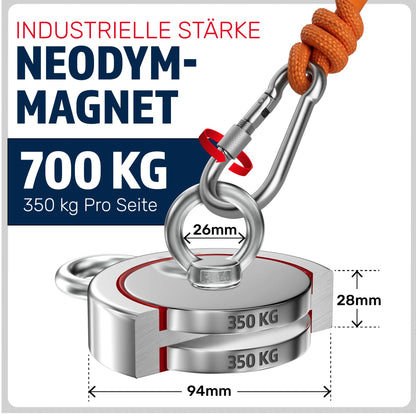 MAGFISHION Magnetfischen Mega Set 2x350KG – Ø94mm