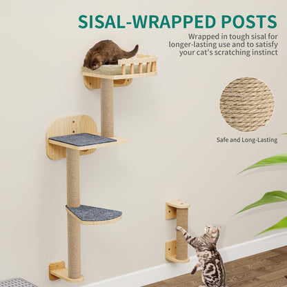 YITAHOME Katzen-Kletterwand aus Holz, 7-teiliges Kratzbaum-Set