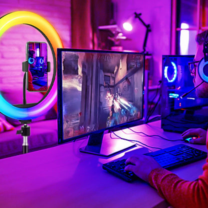GerTong Ringlicht mit Stativ, 11,5 Zoll LED-Ringleuchte RGB dimmbar