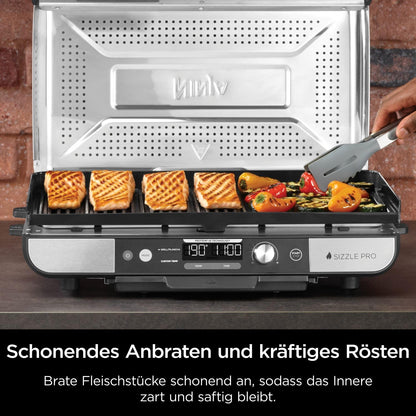 Ninja Sizzle Pro XL Indoor-Grill & Plancha GX101EU, Silber/Schwarz