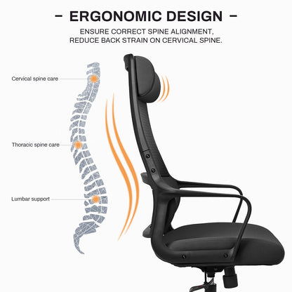 MELOKEA Bürostuhl Ergonomisch Drehstuhl mit Wippfunktion – Schwarz