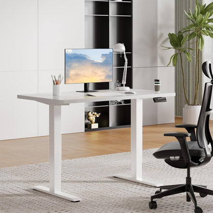 JUMMICO Höhenverstellbarer Schreibtisch Steh-Sitz - 110x60cm Weiss