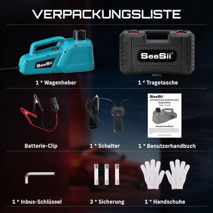 SEESII Elektrischer Hydraulik Wagenheber 5T – 12V Fernbedienung