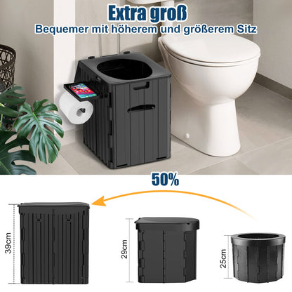 WADEO Faltbare Campingtoilette 38L mit Papier- und Handyhalter