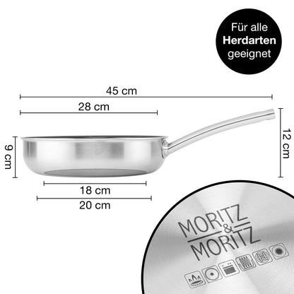 Moritz & Moritz Edelstahlpfanne 28 cm Induktion mit Wabenstruktur