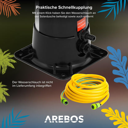 Arebos Solardusche 40 L mit Thermometer und Fussdusche, Silber