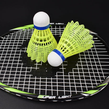 Senston Badmintonschläger Set Graphit, 2 Schläger mit Federbällen