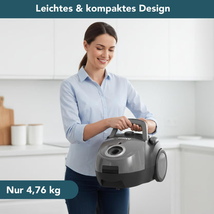 Akitas C5 Bodenstaubsauger mit Beutel, 850 W, HEPA-Filter