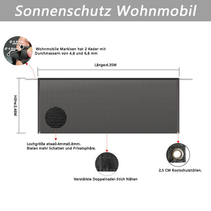 SHADEPLUS Sonnenschutz Wohnmobil Markise 2.46x4.35m - Keder 4.8/6.8mm