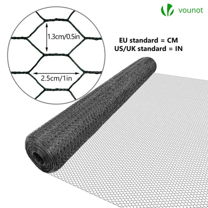 VOUNOT Maschendrahtzaun Sechseckgeflecht – 13mm, 100x50m, PVC Grau