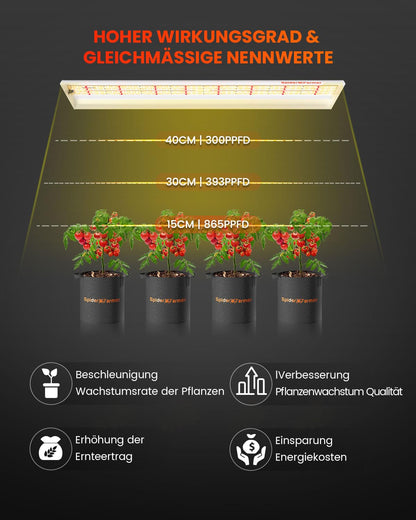 Spider Farmer SF600 LED Pflanzenlampe Vollspektrum mit Reflektor