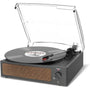 Trynnay Plattenspieler mit Lautsprecher, Bluetooth & Riemenantrieb, Vintage-Design in Kohle mit Staubschutzabdeckung