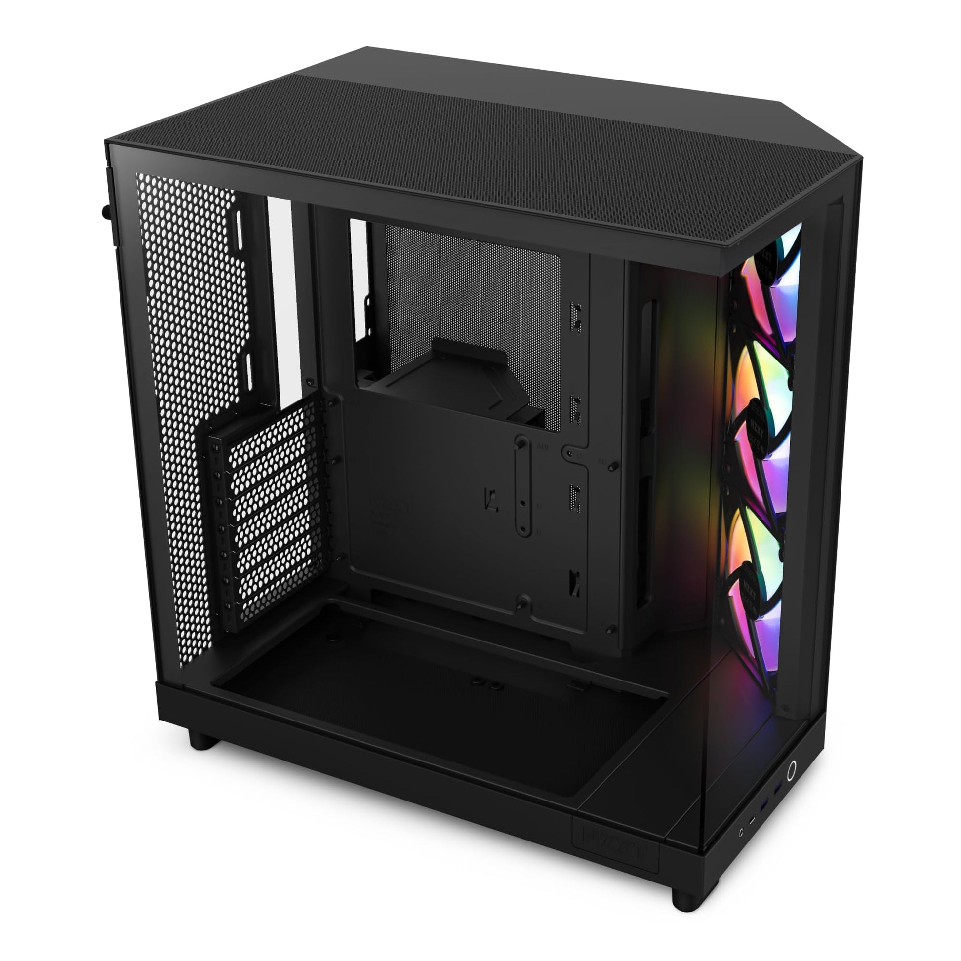 NZXT H6 Flow RGB Airflow Mid-Tower Gehäuse - Schwarz, schwarzer Mid-Tower mit Panoramaglas. Optimiert für PC-Hardware-Kühlung.