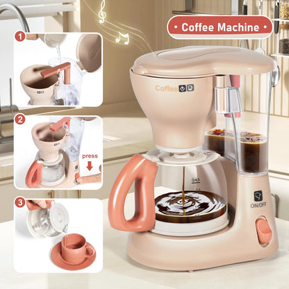 LOVE LIFE Kinderküche Spielset mit Kaffeemaschine, Mixer & Toaster