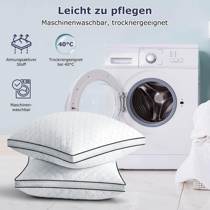 Slybear Kopfkissen 80x80 cm 2er Set, orthopädisches Seitenschläferkissen mit Premium Füllung, Atmungsaktives Nackenkissen, Schlaf-,Sitz-,Bett-,Sofa-Kissen für Allergiker weich und stützend waschbar