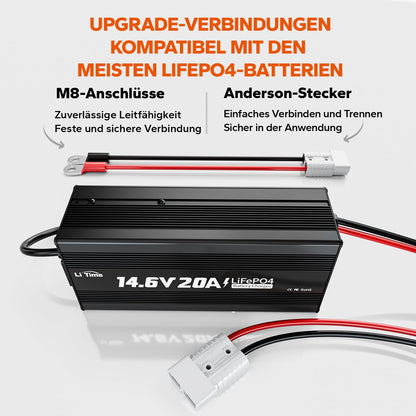LiTime LiFePO4 Batterieladegerät 14,6V 20A mit Anderson Stecker