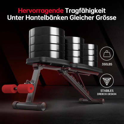PASYOU Hantelbank klappbar, 10-fach verstellbar, Trainingsbank