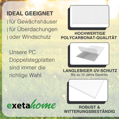 Exeta Hohlkammerplatten für Gewächshaus 10 Stk 6mm Transparent