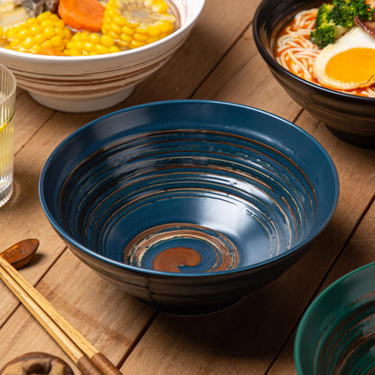 YUN TAO Ramen Schüsseln Set, handbemalte Keramik, 4 Stück, 1035 ml