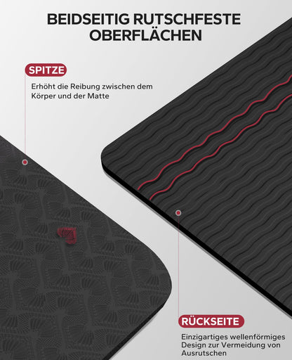 HAPBEAR Yogamatte XXL rutschfeste Fitnessmatte - TPE Schwarz