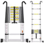SIMPDIY Teleskopleiter 4,1 m, Aluleiter ausziehbar mit Stabilisator und Haken