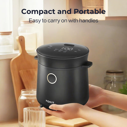 TOKIT Reiskocher Mini Multikocher – 1.5L Edelstahl für 1-2 Personen