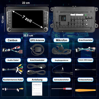 Lehwey 2DIN Autoradio Android 14 DAB+ Carplay 7 Zoll Display