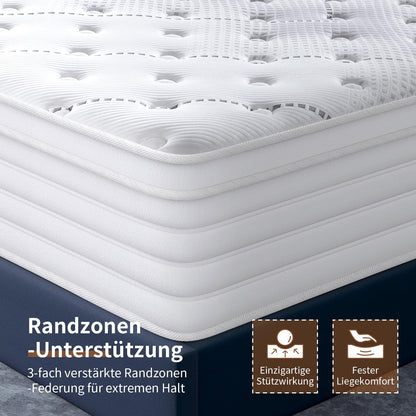Queblox 7-Zonen Orthopädische Taschenfederkern Matratze 90x200cm H3