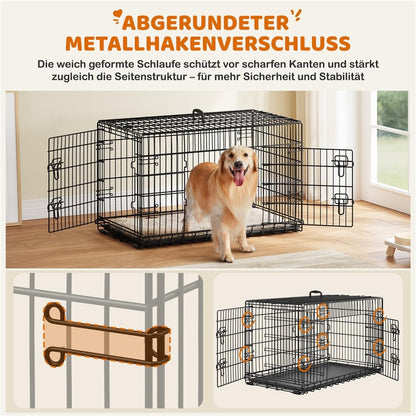 Yaheetech Hundekäfig klappbar XL mit Trennwand – Schwarz