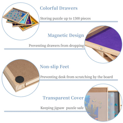 Becko Puzzletisch verstellbar mit 4 Schubladen bis 1500 Teile