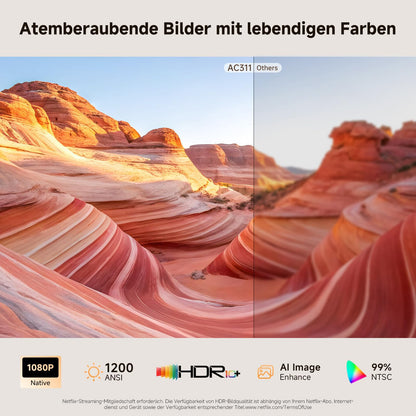 iSinbox AC311 4K Kurzdistanz-Beamer, 1200 ANSI Lumen, Autofokus