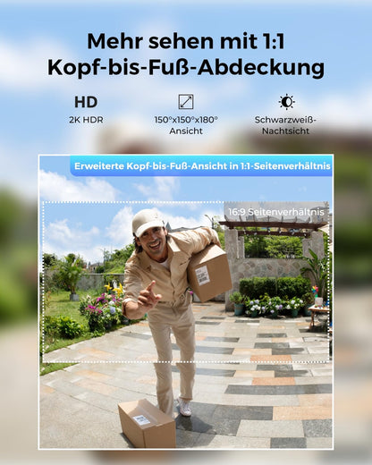 Reolink Video Doorbell Battery, kabellose 2K Videotürklingel