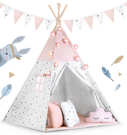 NUKIDO Kindertipi Montessori Spielzelt Baumwolle – Rosa