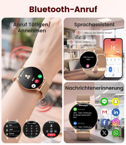LIGE FV21 Smartwatch Damen mit AMOLED-Display, Roségold