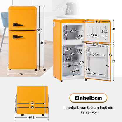 Merax Retro Mini Kühlschrank Gefrierkombination Zweitürig - Gelb