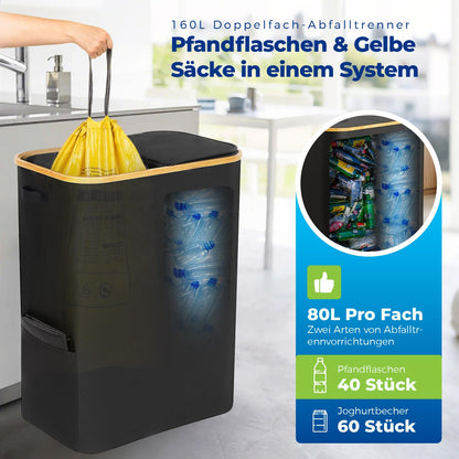 MidingChai Gelber Sack & Pfandflaschen Müllsystem 2-in-1, Schwarz