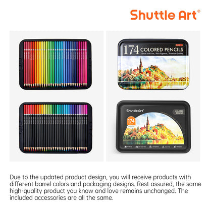 Shuttle Art Buntstifte Set 174 Farben mit Malbuch und Zubehör