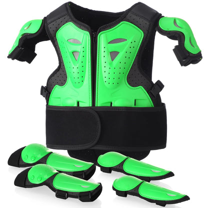 yeesport Protektoren-Set Kinder: Brustpanzer, Knie- & Ellbogenschutz mit verstellbaren Riemen und Reissverschluss