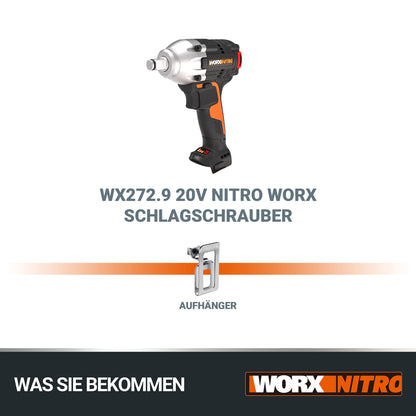 WORX WX272.9 Nitro Bürstenloser Akku Schlagschrauber 20V - Ohne Akku/Ladegerät