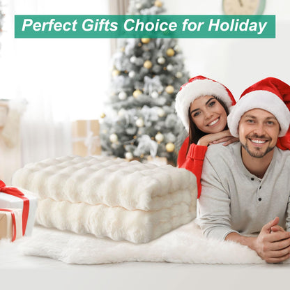 GKXLH Kuscheldecke Kaninchen Kunstfell 1200GSM - Weiss 160x200cm