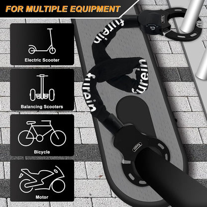 furein Kettenschloss für E-Scooter mit Silikonschutz und 4L Tasche