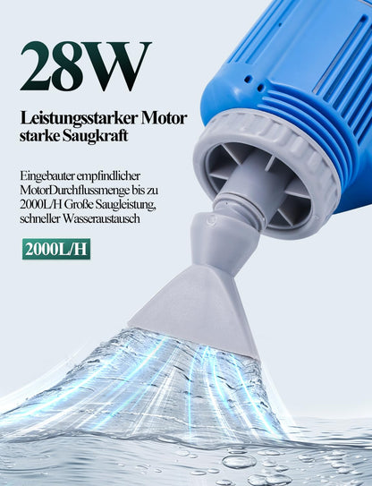 boxtech Aquarium Kiesreiniger elektrisch, 6-in-1 Wasserwechsler 28W