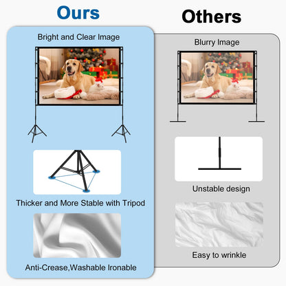 Universal Beamer Leinwand mit Stativ - 100 Zoll 16:9 HD